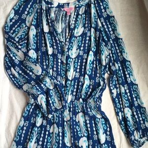 Lilly Pulitzer Indigo Get in Line Elsa Romper